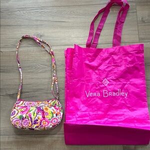 Vera Bradley Quilted Floral Pink, Yellow, Green Crossbody BOHO Adjustable Bag